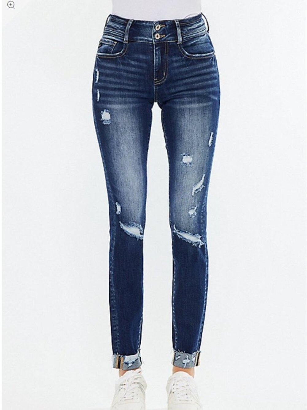 KanCan™ Curvy Mid Rise Ripped Cuffed Hem Skinny Jean - Picture 2 of 4